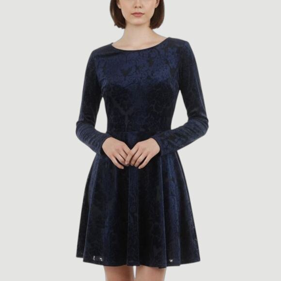 NWT City Triangles Brocade Velour Fit Flare Dress - Picture 1 of 7